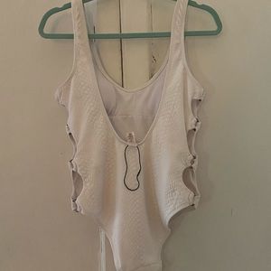 White cut out scoop back one piece size 8
